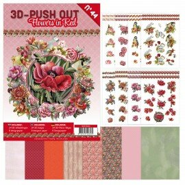 3DPO10044 3D Push-Out Boek 44 - Bloemen in rood