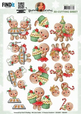 CD12057 3D Cutting Sheet - Yvonne Creations - Gingerbread Dolls