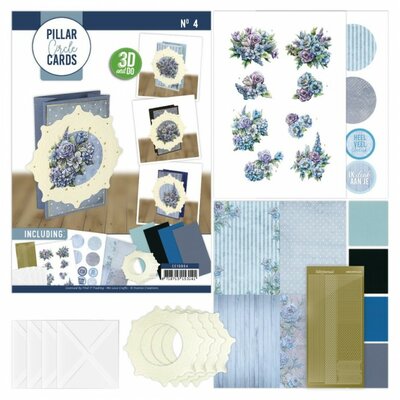 CC10004 Pillar Circle Cards creme 4 - Blooming Blue