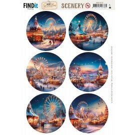 BBSC10122 Scenery Push out - Berries Beauties - Snowy Winter Carnival - Round