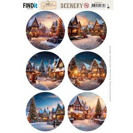BBSC10120 Scenery Push out - Berries Beauties - Magical Winter Village - Round