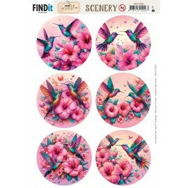 BBSC10095 Scenery Push out - Berries Beauties - Celestial Hummers - Round