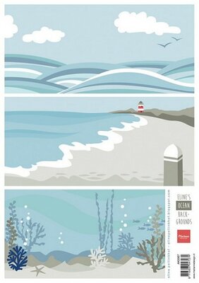 AK0067 Marianne Design - Knipvel - Eline`s backgrounds ocean A4