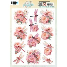 SB11095 3D Pushout Sheet - Berries Beauties - Dragonflies - Pink