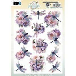 CD12445 3D Cutting Sheet - Berries Beauties - Dragonflies - Lilac