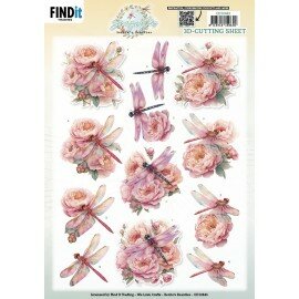CD12443 3D Cutting Sheet - Berries Beauties - Dragonflies - Pink