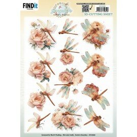 CD12442 3D Cutting Sheet - Berries Beauties - Dragonflies - Blush