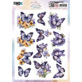 SB10997 3D Push out Sheet - Berries Beauties - Flutter Flair - Purple Flutters