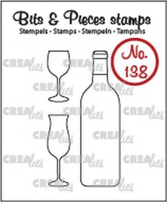 CLBP138 Crealies Clearstamp Bits & Pieces wijnfles en glazen nr. 138