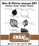 CLBP257 Crealies Clearstamp Bits & Pieces stempels no. 257, Blaadjes 16, 2x dicht + 2x open + 2x nerven