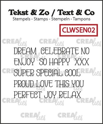 CLWSEN02 Crealies - Clearstamps Teks & Zo - Word strips Dream (ENG)
