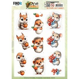 SB11103 3D Pushout Sheet - Berries Beauties - Cute Animals - Forest Friends