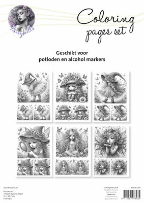 004 Fairybells Coloring Pages kleurplaten Set 4 A4 voor potloden en alcohol markers