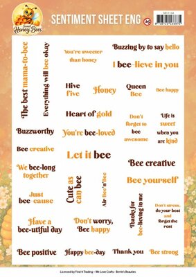 SB11154 3D Pushout Sheet - Berries Beauties - Sweet Honey Bees - Sentiments - ENG
