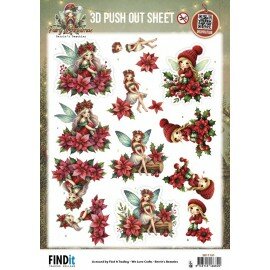 SB11151 3D Pushout Sheet - Berries Beauties - Fairy Christmas - Poinsettia
