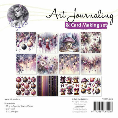 Fairybells Art Journaling & Card Making Backgrounds Set Kerst Paars