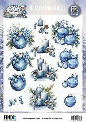 3D Knipvel - Berries Beauties - Blue Christmas - Christmas Feelings