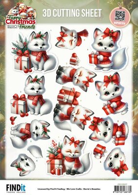 3D Cutting Sheet - Berries Beauties - Furry Christmas Friends - Christmas White Fox