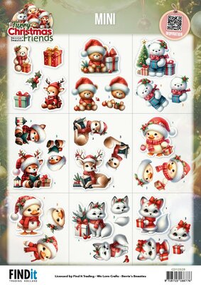 Cutting Sheet - Berries Beauties - Furry Christmas Friends - Mini