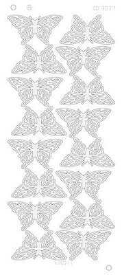 CD3077 Stickervel Butterflies Large Goud of zilver