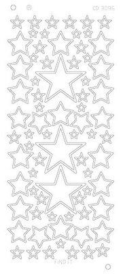 Stickervel 3096 CD Stars Various Sizes Platinum