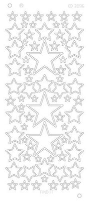 Stickervel 3096 CD Stars Various Sizes Platinum