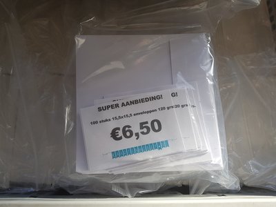 Aanbieding! Enveloppen 15.5x15.5cm – 100 stuks – 120 grams