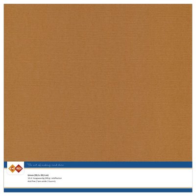 12  Card Deco Linnenkarton - 30,5 x 30,5  Koffiebruin  10 vel