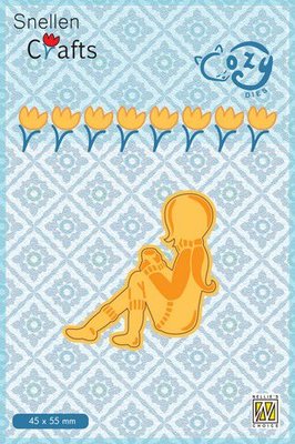 SCCOD007 Nellie's Choice Cozy dies meisje en kat  45x55mm
