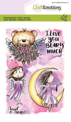 CraftEmotions clearstamps A6 - Angel & Bear 2 Carla Creaties