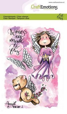 CraftEmotions clearstamps A6 - Angel & Bear 1 Carla Creaties